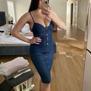 NWT!! faux jean dress with faux gold buttons.